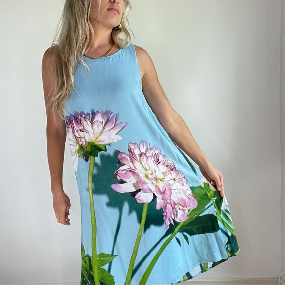 Anthropologie Blue & Purple Flower Tank Dress 8 - Picture 13 of 15